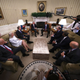 “I’ve gathered you all here to discuss this table and why it is how it is.” September 2016. Image via Getty.